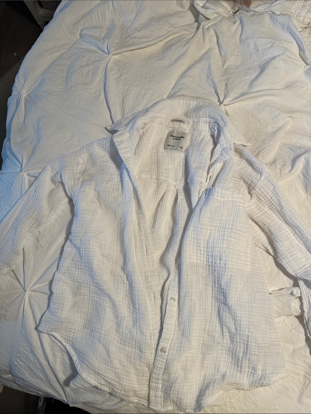 Abercrombie & Fitch White Gauze Button-Up Shirt